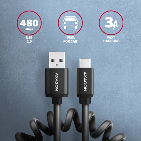 AXAGON Data and charging USB 2.0 cable, 0.6 m | BUCM-AM10TB | USB-A to USB-C