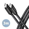 AXAGON Data and charging USB 3.2 Gen1 cable, 3 m | BUCM3-CM30AB | USB Type C - USB Type C