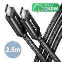 AXAGON Data and charging USB 480Mbps cable, 2.5 m | BUCM2-CM25AB | USB-C to USB-C