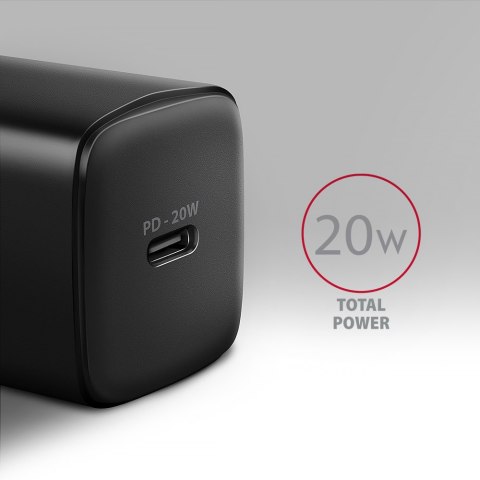 AXAGON Wallcharger 1x port USB-C, PD3.0/PPS/QC4+/AFC/FCP/Apple, 20W | ACU-PD20