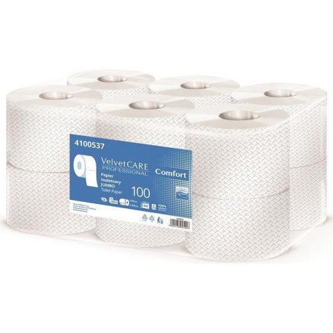 Papier toaletowy VELVET Professional Jumbo, 2-warstwowy, 800 listków, 100m, 12szt., biały