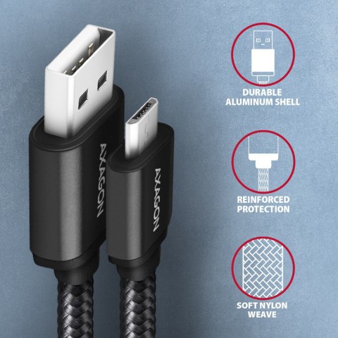 AXAGON Data and charging cable, 2 m | BUMM-AM20AB | USB Type A to USB Type Micro