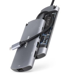 AXAGON SuperSpeed USB-C Combo 6in1 Hub | HMC-6M2