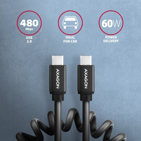 AXAGON Twister Cable, 0.6 m | BUCM-CM10TB | USB Type C to USB Type C