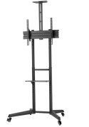 Neomounts FL50-550BL1 TV trolley - 37-70" - max 50 kg - manual h 128,5-145 cm - VESA 100x100-600x400 - incl. cam/hardware shelf 