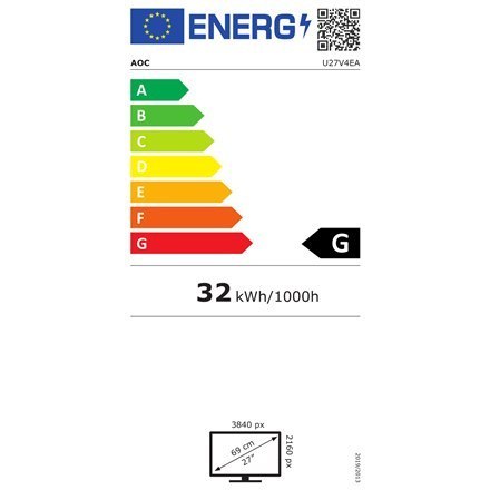 AOC | U27V4EA | 27 " | IPS | UHD | 16:9 | 4 ms | 350 cd/m² | Czarny | Wyjście słuchawkowe (3,5 mm) | Ilość portów HDMI 2 | 60 Hz