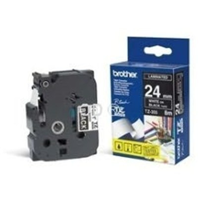 Brother | 355 | Taśma laminowana | Termiczna | Biała na czarnym | Rolka (2,4 cm x 8 m)