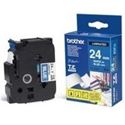 Brother | 555 | Taśma laminowana | Termiczna | Biała na niebieskim | Rolka (2,4 cm x 8 m)