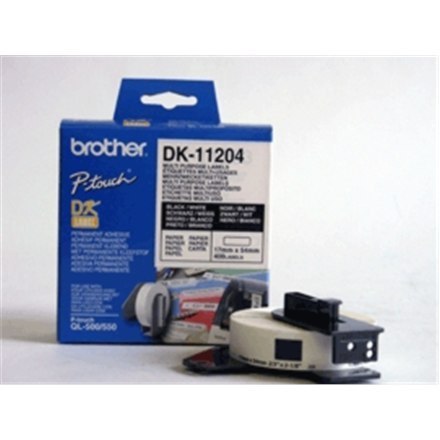 Brother | DK-11204 | Etykiety uniwersalne | Termiczne | Czarne na białym | 17 x 54 mm