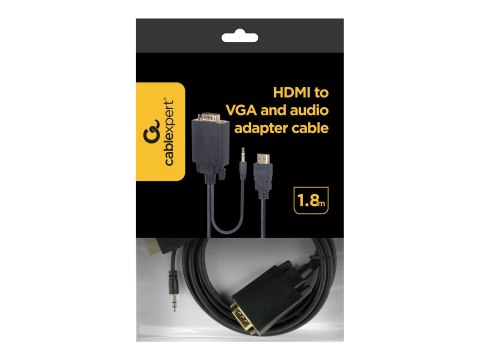 Kabel adaptera wideo Cablexpert | 15-pinowy HD D-Sub (HD-15) | Mini-phone stereo 3,5 mm | Męski | 19-pinowy HDMI Typ A | Męski |