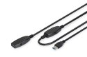 Digitus | Przedłużacz USB | Żeńskie | 9-pinowe USB typu A | Męskie | Czarne | 9-pinowe USB typu A | 10 m