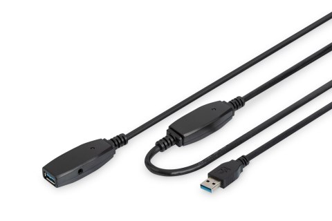 Digitus | Przedłużacz USB | Żeńskie | 9-pinowe USB typu A | Męskie | Czarne | 9-pinowe USB typu A | 10 m