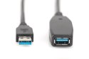 Digitus | Przedłużacz USB | Żeńskie | 9-pinowe USB typu A | Męskie | Czarne | 9-pinowe USB typu A | 10 m