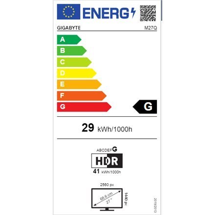 Gigabyte | M27Q X-EU | 27 " | IPS | QHD | 2560 x 1440 pikseli | 1 ms | 350 cd/m² | Czarny | Porty HDMI w ilości 2 | 240 Hz