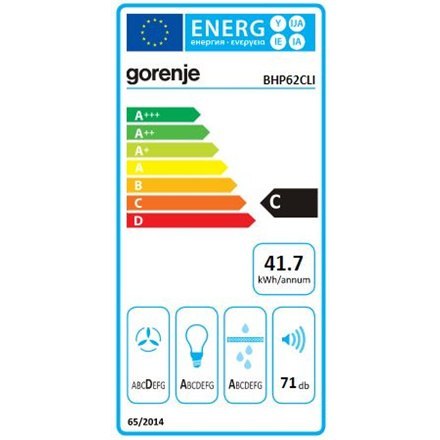 Gorenje | Okap | BHP62CLI | Klasa efektywności energetycznej C | Teleskopowy | Szerokość 60 cm | 435 m³/h | Sterowanie mechanicz