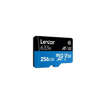 Lexar | Wydajna karta micro SDXC 256 GB | UHS-I 633x | Klasa 10, U3, V30, A1 | Szybkość odczytu do 100 MB/s, zapisu do 45 MB/s |