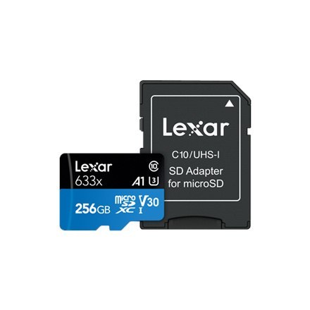 Lexar | Wydajna karta micro SDXC 256 GB | UHS-I 633x | Klasa 10, U3, V30, A1 | Szybkość odczytu do 100 MB/s, zapisu do 45 MB/s |