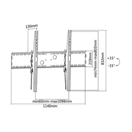 Sunne | Uchwyt ścienny | 60-100-LP | 60-100 " | Maksymalna waga (udźwig) 100 kg | Czarny