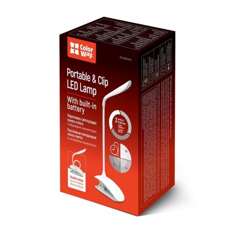 ColorWay | lm | Lampa stołowa LED Flexible & Clip z wbudowanym akumulatorem | Światło białe: 5500-6000 K | Lampa stołowa