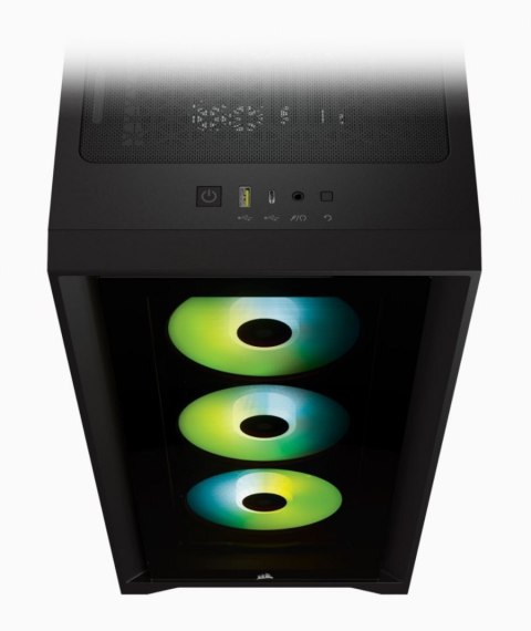 Corsair | Obudowa Mid-Tower ATX ze szkłem hartowanym | iCUE 4000X RGB | Okno boczne | Mid-Tower | Czarny | Zasilacz w zestawie N