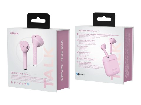 Defunc | Słuchawki douszne | True Talk | Wbudowany mikrofon | Bluetooth | Bezprzewodowy | Różowy