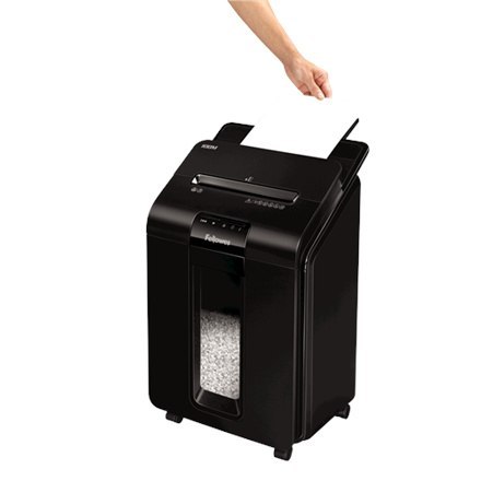 Fellowes AutoMax | 100M | Mini-cięcie | Niszczarka | P-4 | T-4 | Karty kredytowe | Zszywki | Spinacze | Papier | 23 litry | Czar