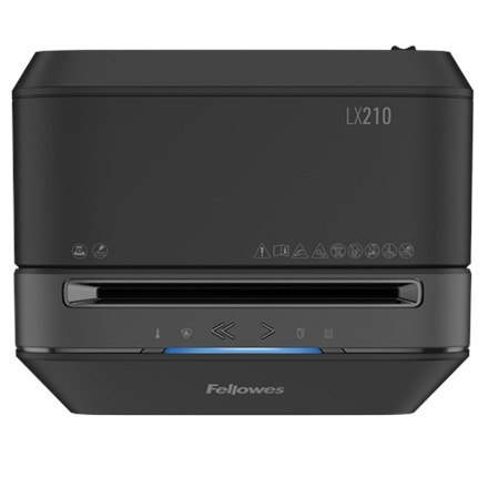 Fellowes | LX210 | Mini-cięcie | Niszczarka | P-4 | T-4 | Karty kredytowe | Zszywki | Spinacze | Papier | 23 litry | Czarny