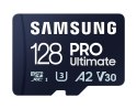 Samsung | Karta microSD | PRO Ultimate | 128 GB | Karta pamięci microSDXC | Pamięć flash klasy U3, V30, A2 | Adapter SD