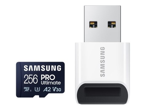 Samsung | Karta microSD z czytnikiem kart | PRO Ultimate | 256 GB | Karta pamięci microSDXC | Pamięć flash klasy U3, V30, A2