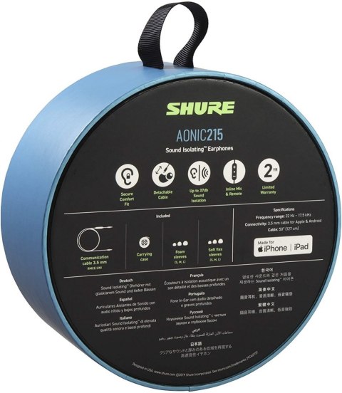 Shure SE215 Earphone, Blue W/MODEL: RMCE-UNI Shure