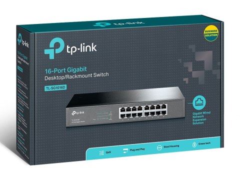 TP-LINK | Przełącznik | TL-SG1016D | Niezarządzalny | Biurkowy/do montażu w szafie | Ilość portów 10/100 Mb/s (RJ-45) | Ilość po