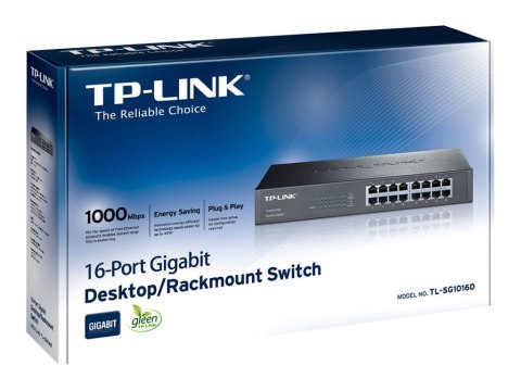 TP-LINK | Przełącznik | TL-SG1016D | Niezarządzalny | Biurkowy/do montażu w szafie | Ilość portów 10/100 Mb/s (RJ-45) | Ilość po