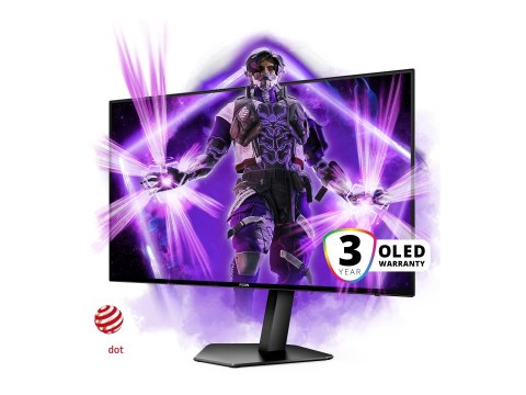 AG276QZD AGON PRO | 27 " | OLED | QHD | 16:9 | 240 Hz | 0,03 ms | 2560 x 1440 pikseli | 1000 cd/m² | Porty HDMI w liczbie 2 | Cz