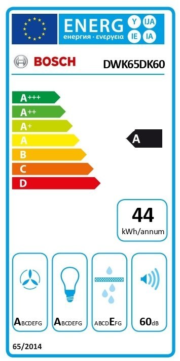 Bosch | Okap | DWK65DK60 | Montaż na ścianie | Klasa energooszczędności A | Szerokość 59 cm | 430 m³/h | Sterowanie elektroniczn