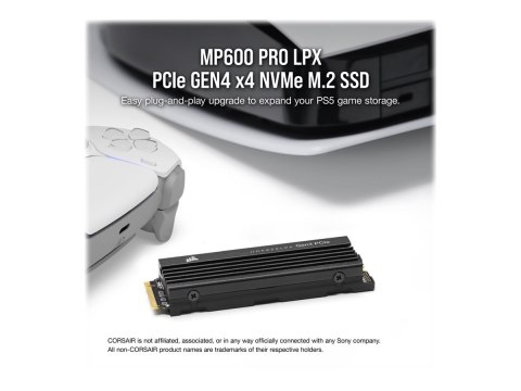 Dysk SSD Corsair MP600 PRO LPX 2000 GB M.2 NVMe Gen 4.0 x 4 - 7100 MB/s odczyt, 6800 MB/s zapis