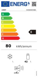 Lodówka Candy CHASD4351EBC, Klasa energetyczna E, Wolnostojąca, Larder, Wysokość 51 cm, Pojemność netto lodówki 42 L, Poziom hał