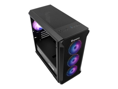 Obudowa GENESIS IRID 503 ARGB, Micro Tower, 2xUSB 2.0, 2x Jack, 1xUSB 3.0, Czarny | Genesis | IRID 503 ARGB | Czarny | ATX | Zas