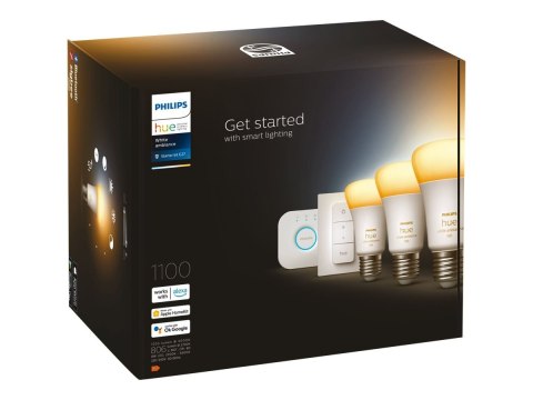 Philips Hue | WA Starter Kit 11W A60 E27 3szt, Bridge, Switch | E27 | 11 W | Ciepła do chłodnej bieli 2200-6500K + 16 milionów k