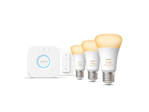 Philips Hue | WA Starter Kit 11W A60 E27 3szt, Bridge, Switch | E27 | 11 W | Ciepła do chłodnej bieli 2200-6500K + 16 milionów k