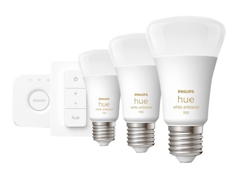 Philips Hue | WA Starter Kit 11W A60 E27 3szt, Bridge, Switch | E27 | 11 W | Ciepła do chłodnej bieli 2200-6500K + 16 milionów k
