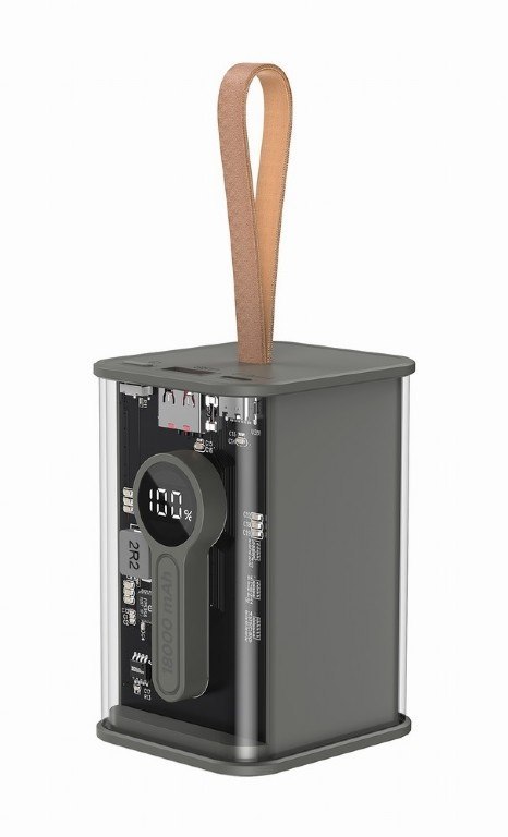 Power Bank Gembird PB18-TQC3-01 Transparentny Szybki Ładowarka QC3.0 | 18000 mAh | Czarny