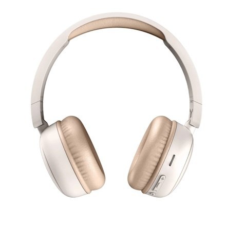 Słuchawki bezprzewodowe Energy Sistem z radiem FM i Bluetooth w kolorze kremowym, nauszne z mikrofonem