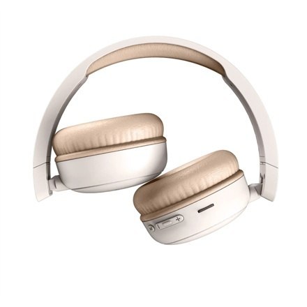 Słuchawki bezprzewodowe Energy Sistem z radiem FM i Bluetooth w kolorze kremowym, nauszne z mikrofonem