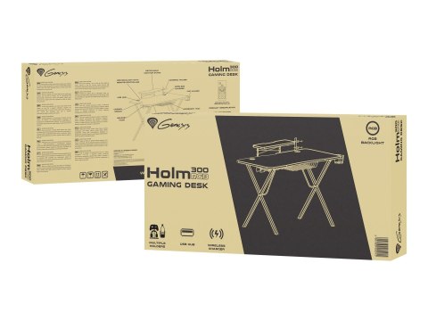 Stół Gamingowy Genesis Holm 300 RGB - Prostokątny z zaokrąglonymi rogami