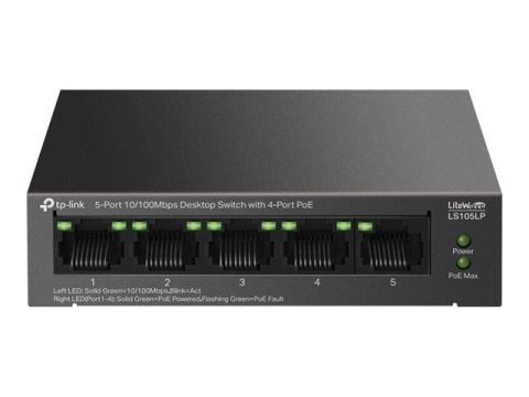 TP-LINK LS105LP 5-Port 10/100 Mbps Desktop Switch with 4-Port PoE
