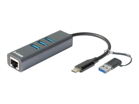 D-Link | Adapter USB-C/USB do Gigabit Ethernet z 3 portami USB 3.0 | DUB-2332