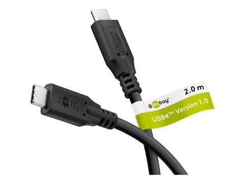 Goobay USB-C™ Cable, USB4™, 100 W, 20 Gbit/s, Power Delivery, 2 m, Black