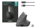 Logitech | Ergonomiczna mysz | MX VERTICAL | Bezprzewodowa | USB, Bluetooth | Grafitowa
