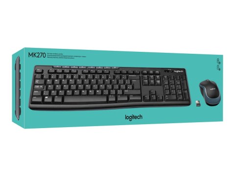 Logitech MK270 | Zestaw klawiatura i mysz | Bezprzewodowy | USA | Czarny