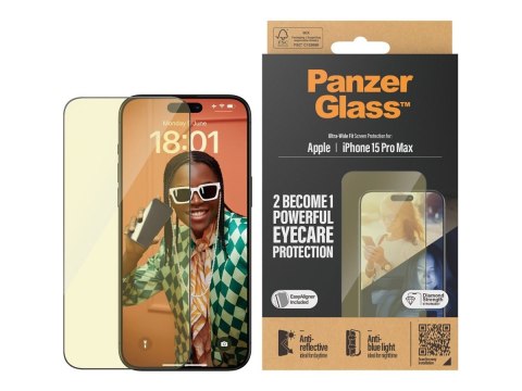 PanzerGlass | Ochraniacz ekranu | Apple | iPhone 15 Pro Max | Szkło | Przezroczysty | Ultra-Wide Fit; Łatwa instalacja; Odporny 